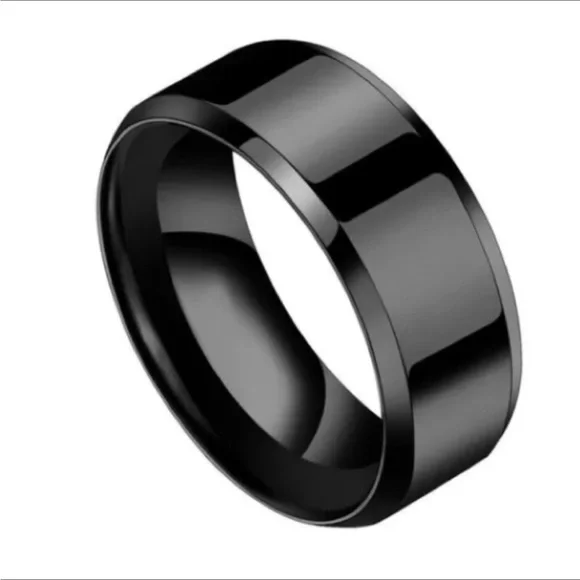 Men’s Black Stainless Steel Wedding engagement Band Ring - Picture 3 of 3